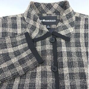 Sag Harbor Suit Women Black Beige Plaid Button Front Blazer Jacket Size 16 Lined